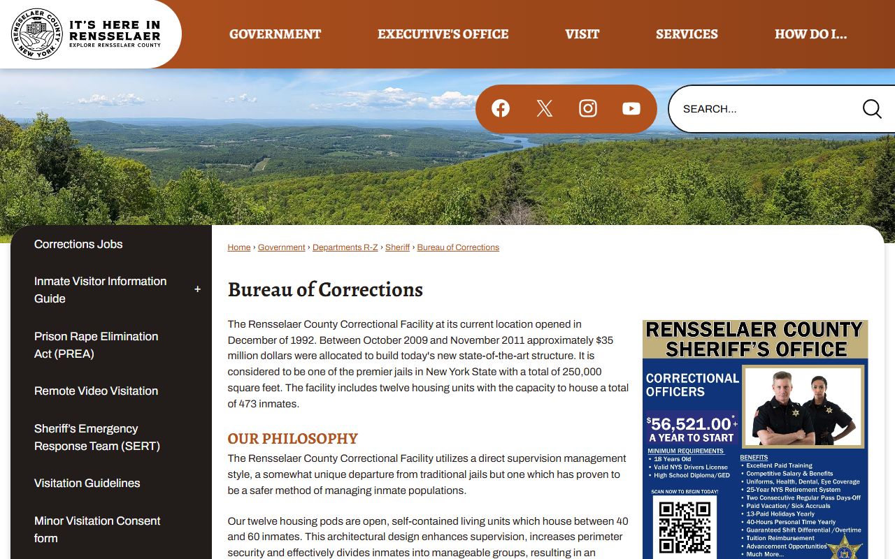 Rensselaer County inmate population corrections bureau page
