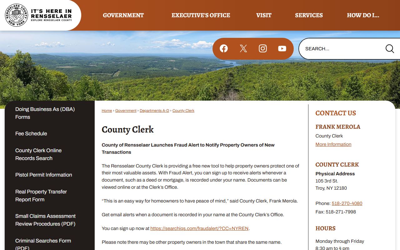 Rensselaer County court records County Clerk records room