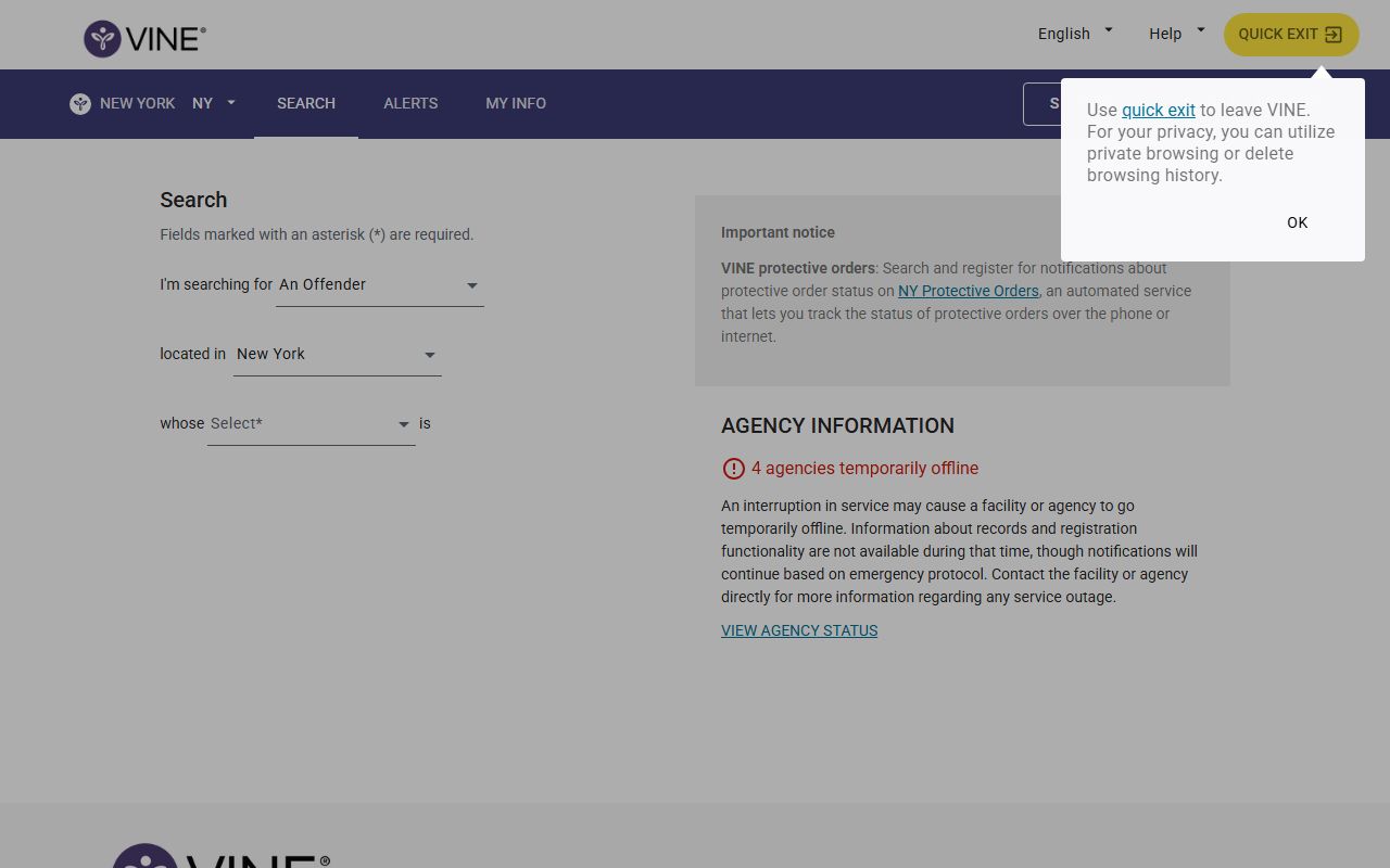 Rensselaer County inmate search VINELink custody lookup